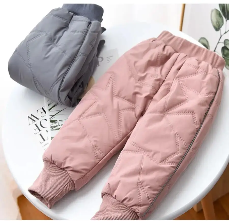 Baby Kids Thick Cotton Ski Pants Boys Girls Winter Plus Velvet Warm Trousers Toddle Waterproof Outdoor Pants For 1-6 Years Old - Image 2
