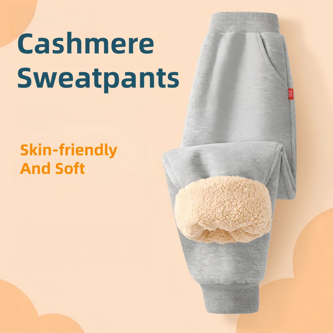 Children's Cashmere Sweatpants Solid Color Warm-keeping Pants Winter Soft Skin-friendly Trousers Kids Thickened Windproof Pants - Image 7