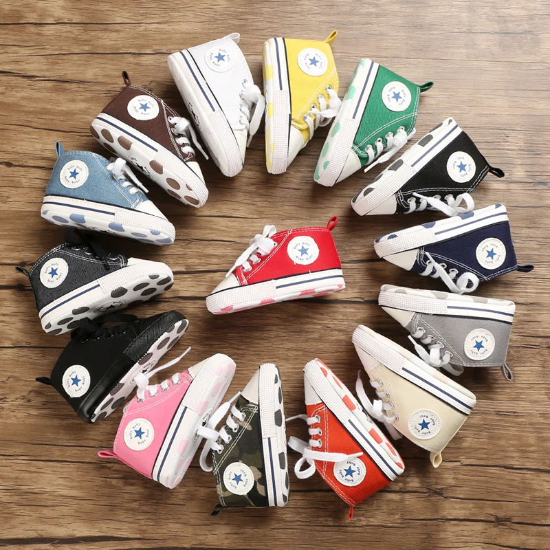 Baby Canvas Classic Sports Sneakers Newborn Baby Boys Girls Print Star First Walkers Shoes Infant Toddler Anti-slip Baby Shoes - Image 2