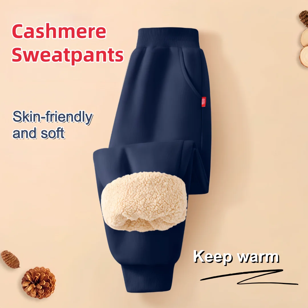 Children's Cashmere Sweatpants Solid Color Warm-keeping Pants Winter Soft Skin-friendly Trousers Kids Thickened Windproof Pants - Image 3
