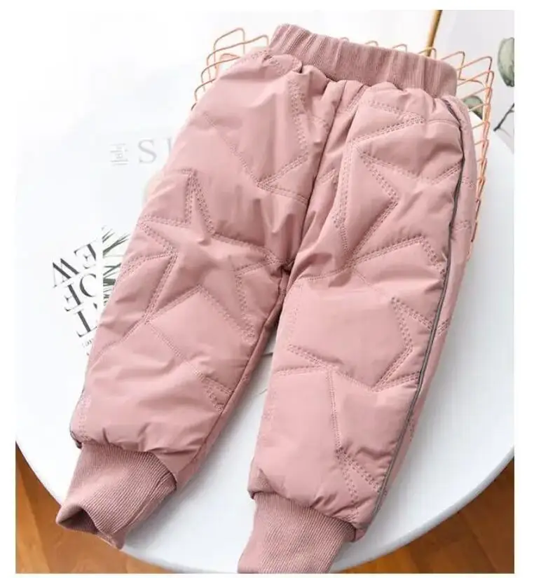 Baby Kids Thick Cotton Ski Pants Boys Girls Winter Plus Velvet Warm Trousers Toddle Waterproof Outdoor Pants For 1-6 Years Old - Image 3