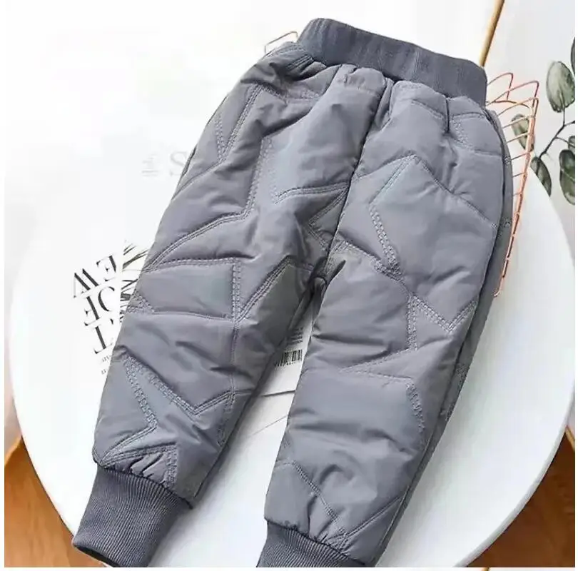 Baby Kids Thick Cotton Ski Pants Boys Girls Winter Plus Velvet Warm Trousers Toddle Waterproof Outdoor Pants For 1-6 Years Old - Image 4